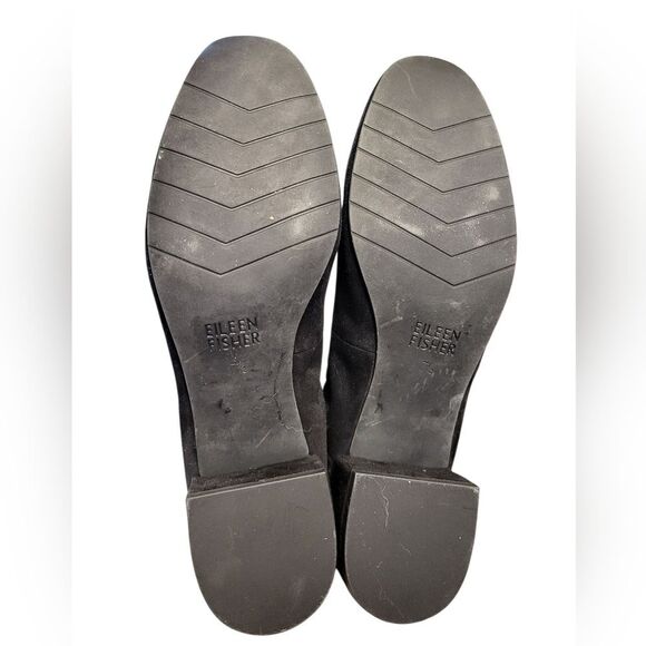 Eileen Fisher Black Suede Block Heel Slip On Shoes, Size 7.5 - Picture 8 of 9